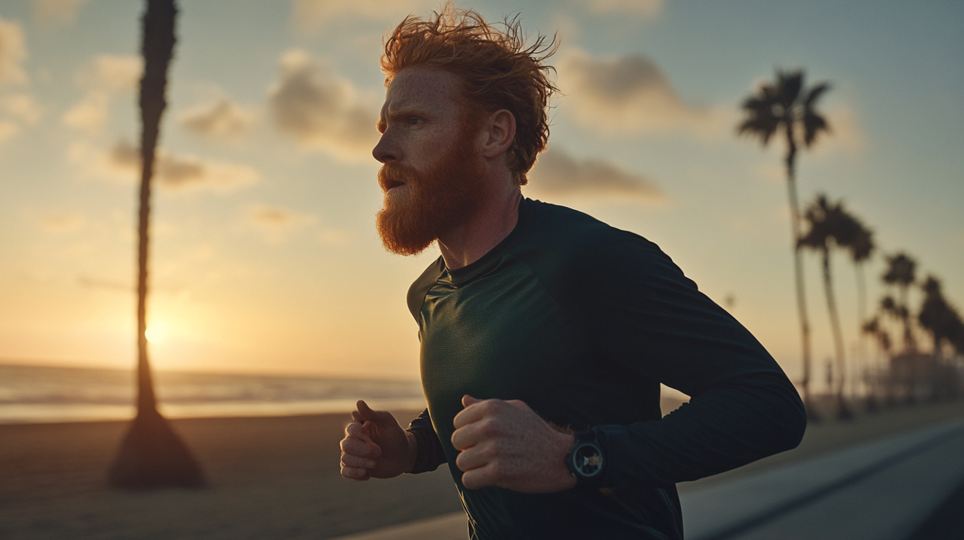 man running on beach